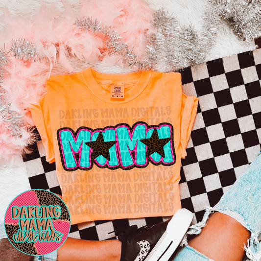 Blue & Pink Checkered Star Mama