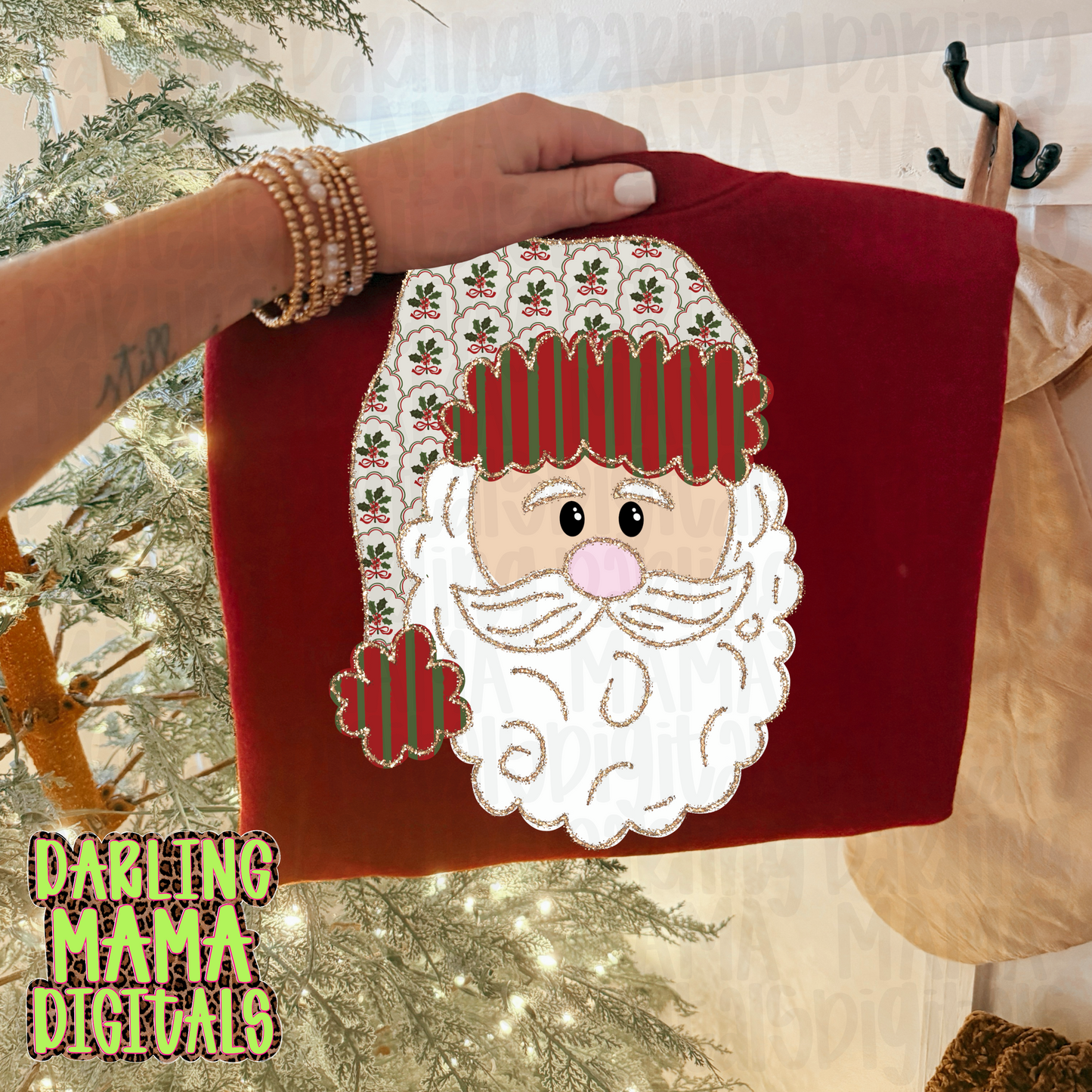 LIMITED red and green striped Santa