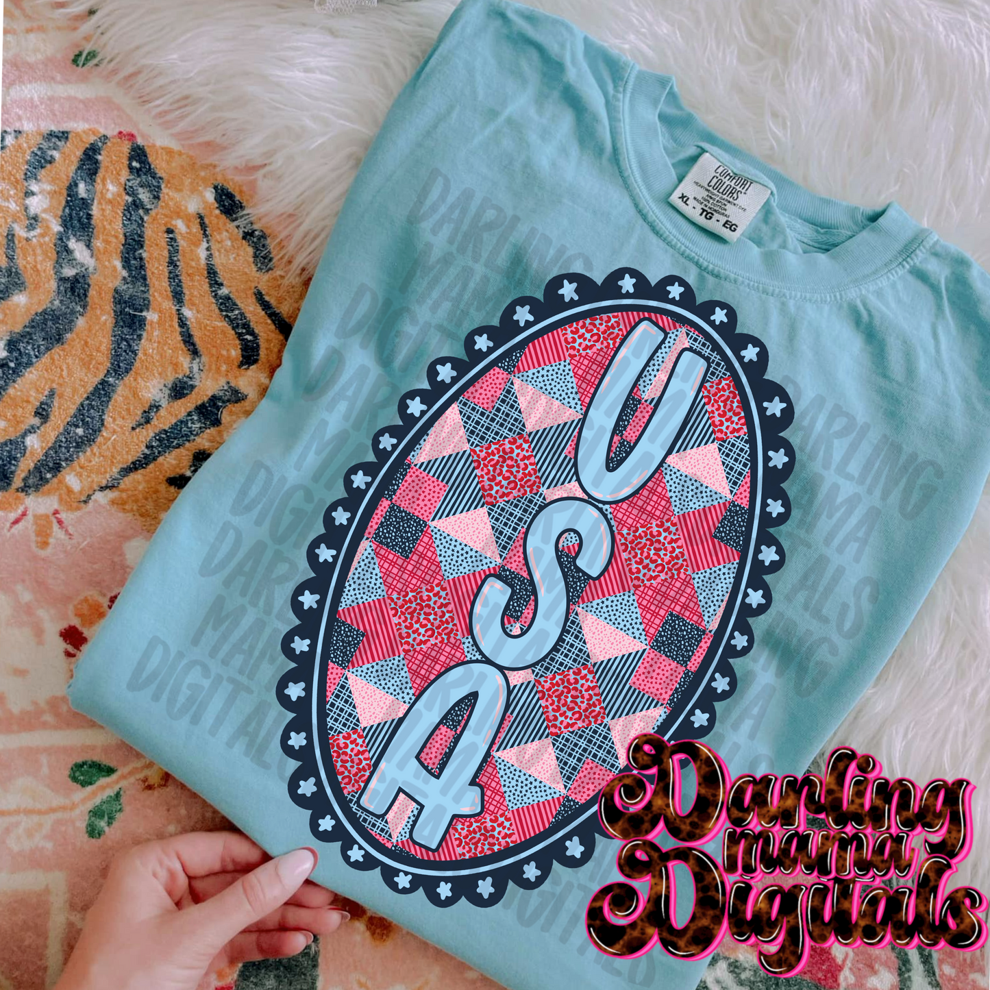 Red & blue patchwork USA