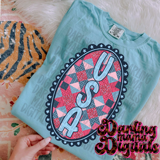 Red & blue patchwork USA