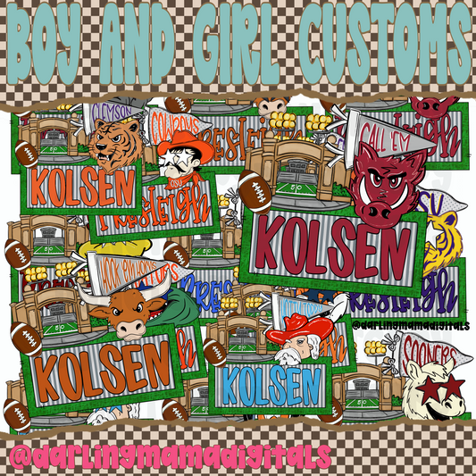 Custom football name plate (I DO THE NAMES) please specify team and boy/girl version