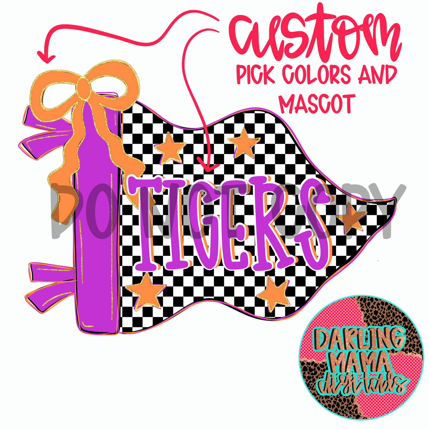 Flag with Bow Mascots