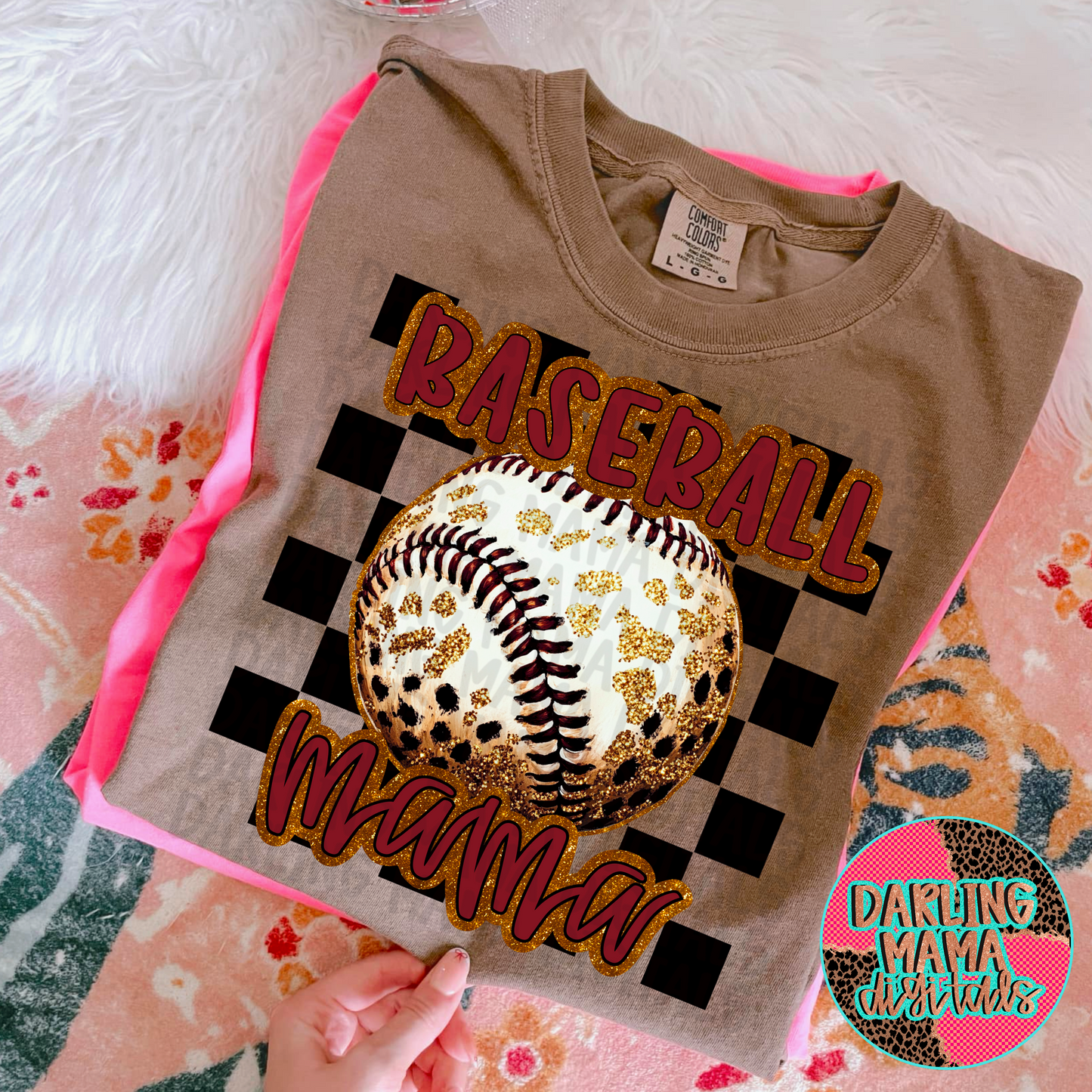 Cheetah Glitter Baseball Mama