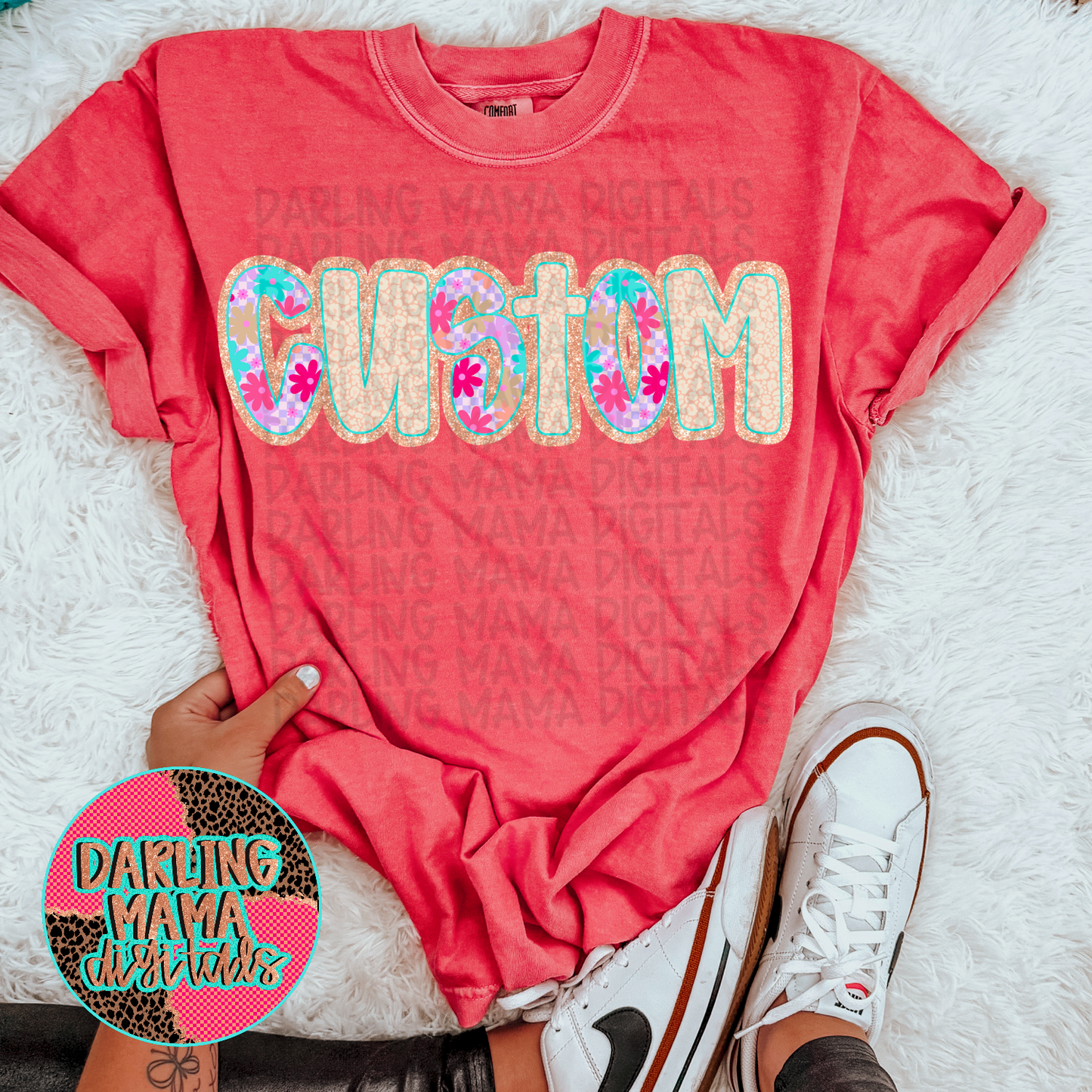 Flower Cheetah Checkered Custom name