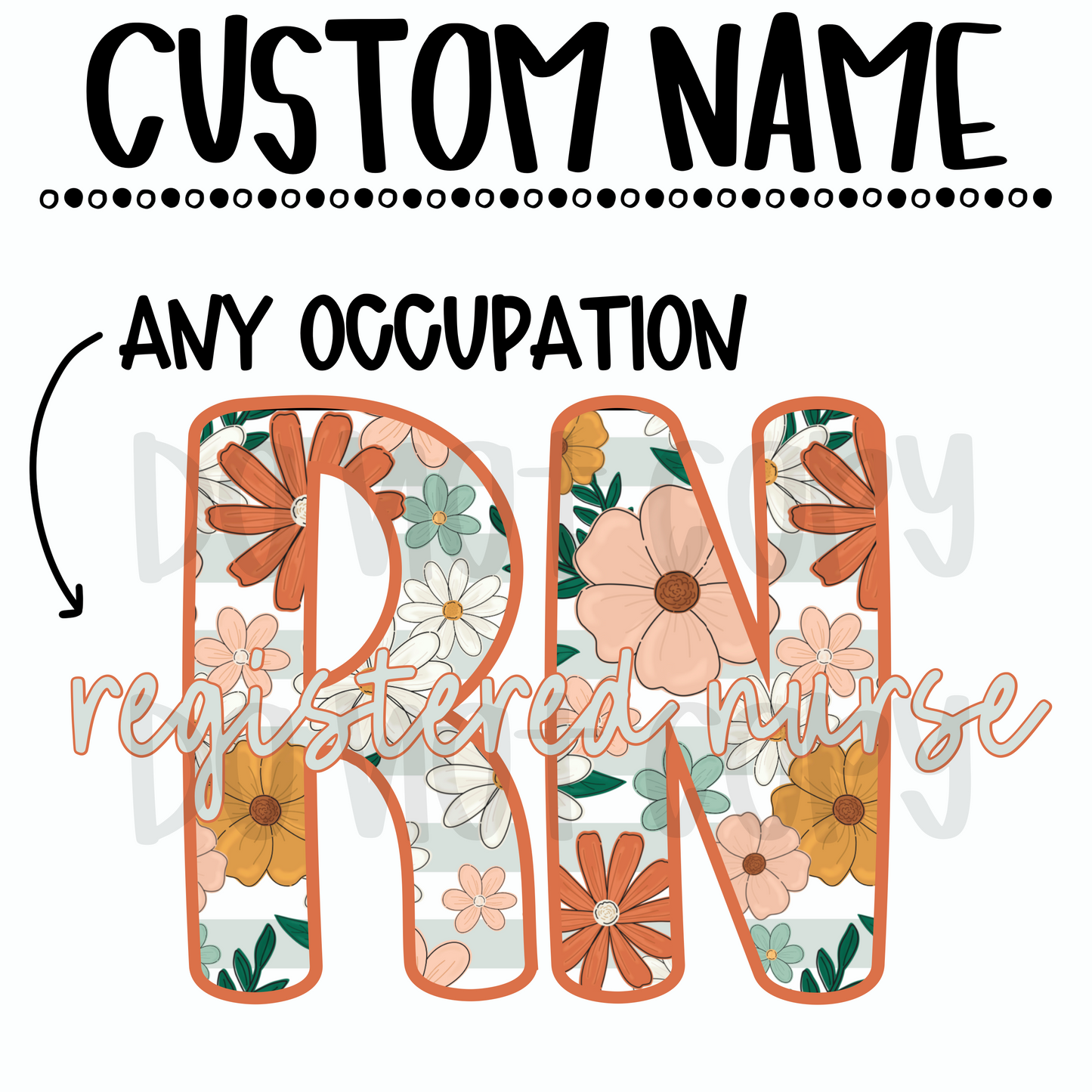 Striped Floral Occupation Custom name