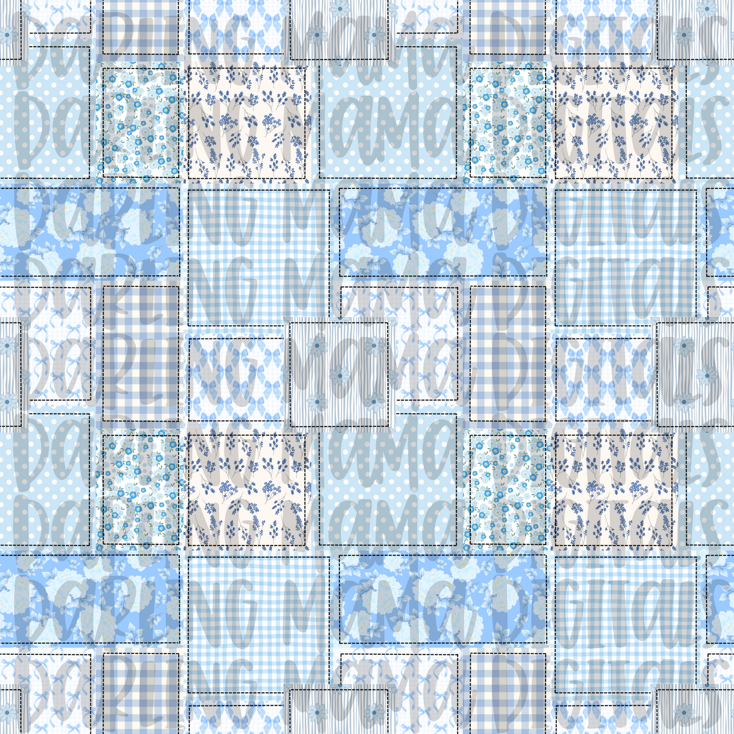 Blue Floral Patchwork Seamless File