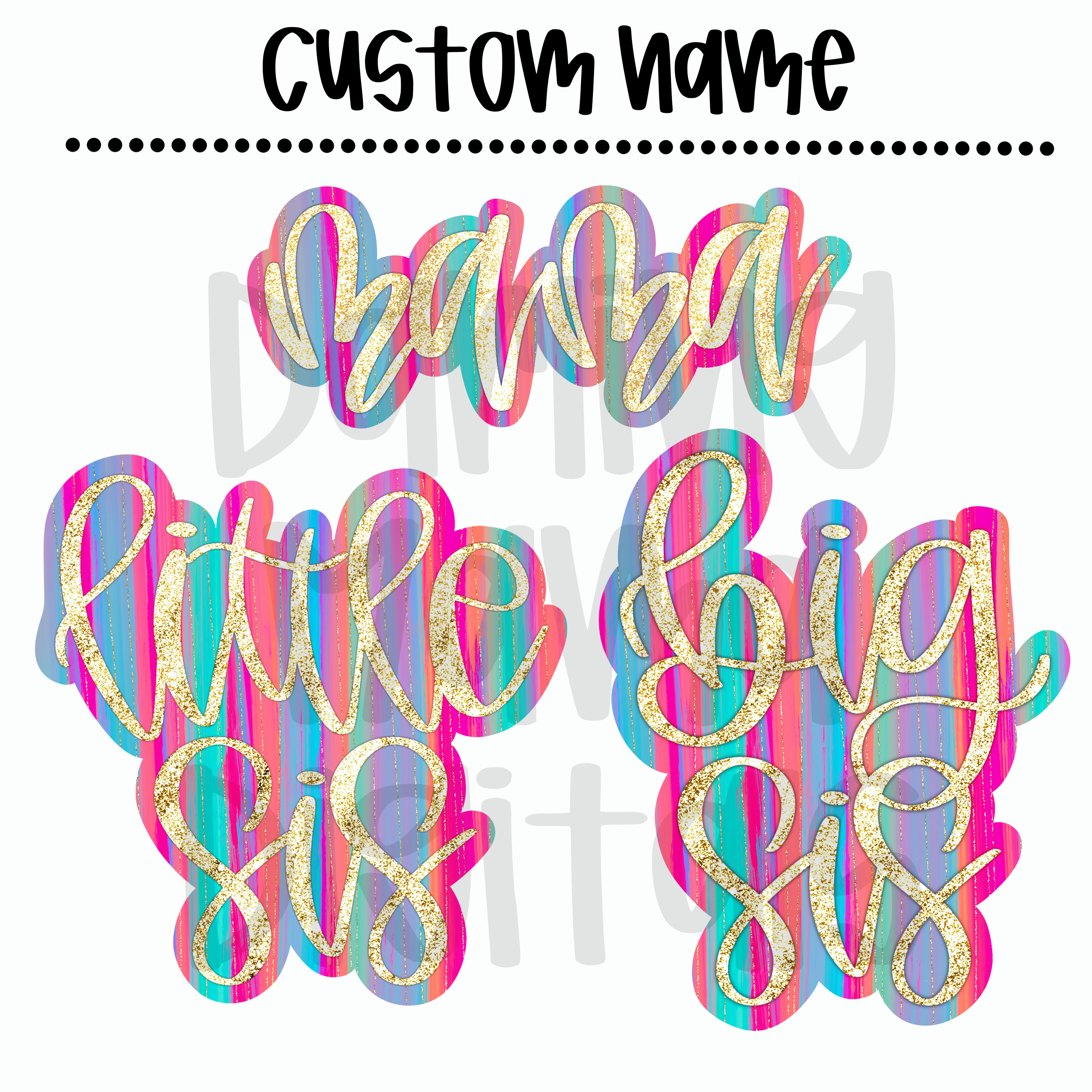 Custom name rainbow streaky paint – Darling Mama Digitals