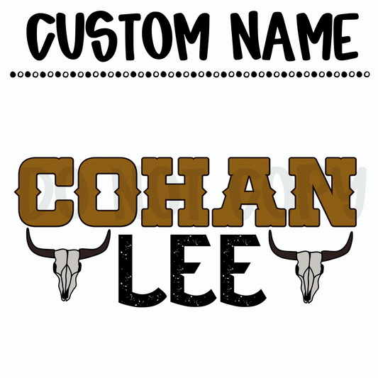 Custom Leather Long Horn Name