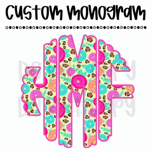 Hand Painted Floral Custom Monogram