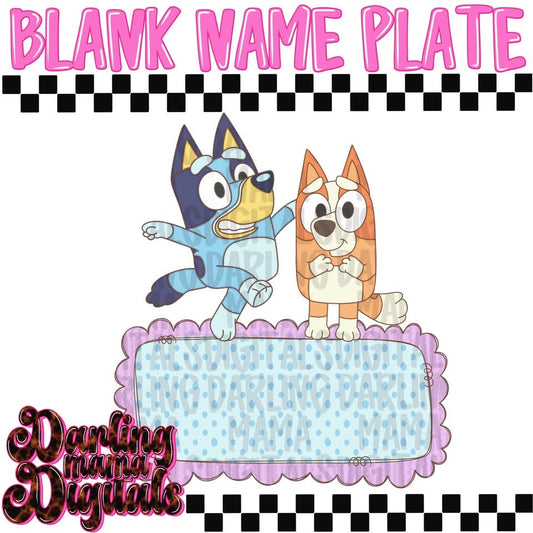 Girl Blue Dog name plate
