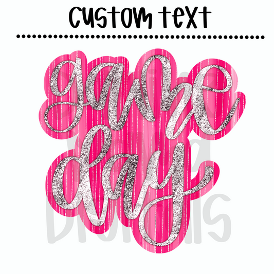 Custom text pink streaky paint