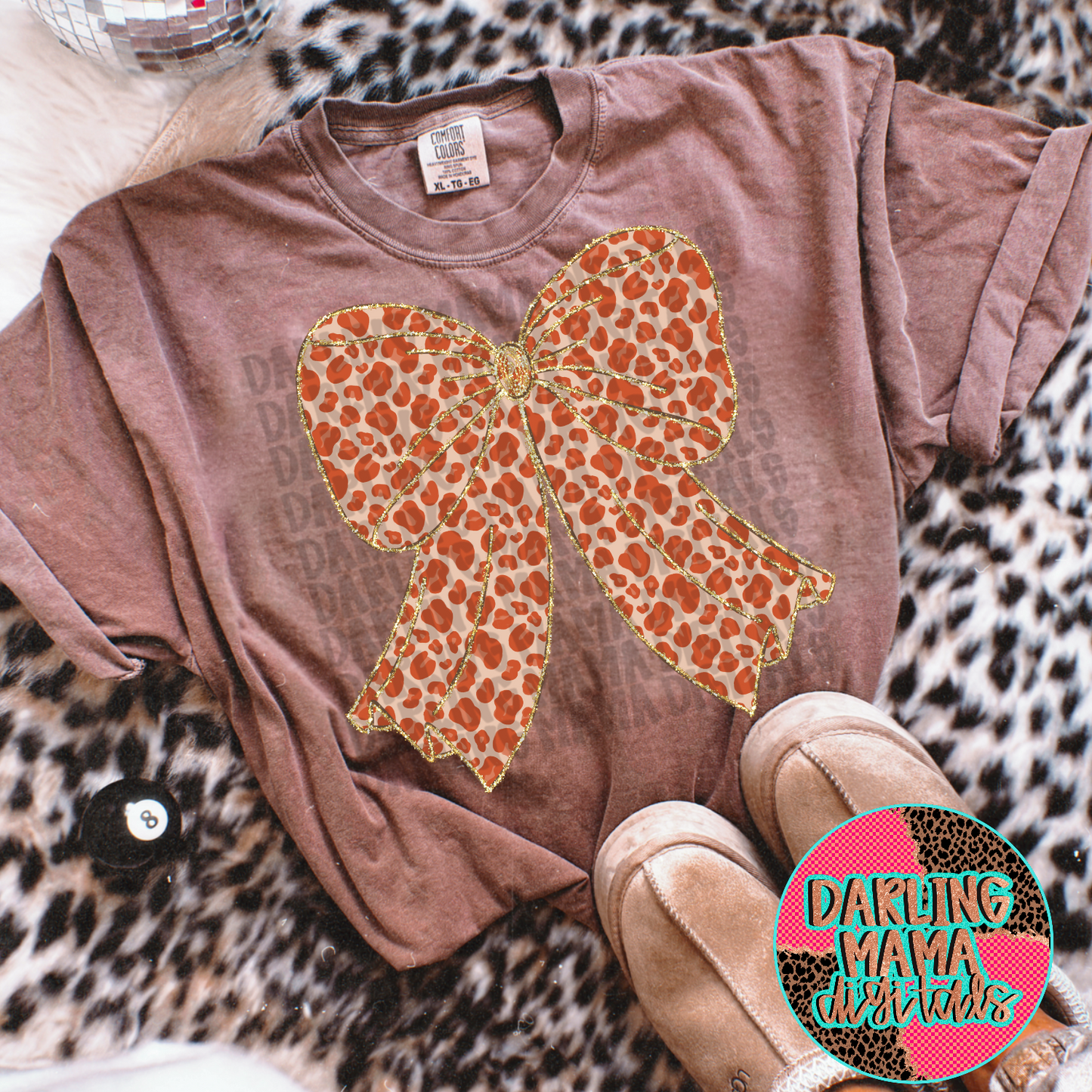 Fall Cheetah Glitter Bow