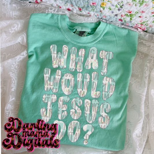 Blue quilted WWJD?