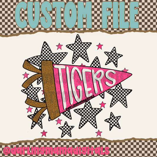 Custom preppy pennant flag team name