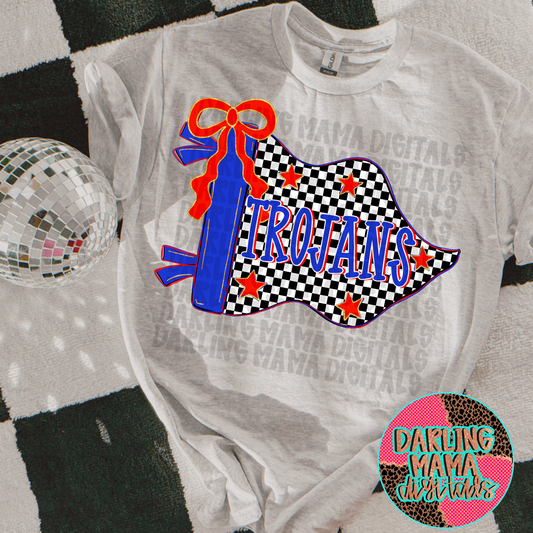 Flag with bow blue and red Trojans