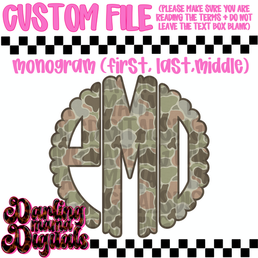 Custom old school camo monogram