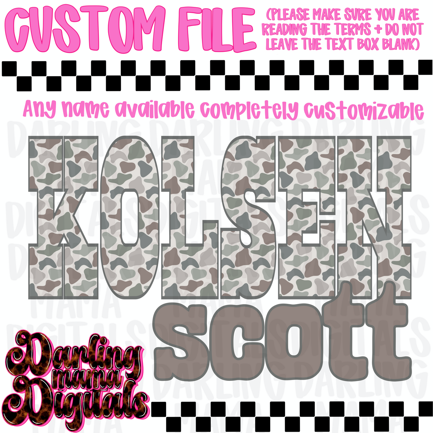 Custom light old school camo boy name