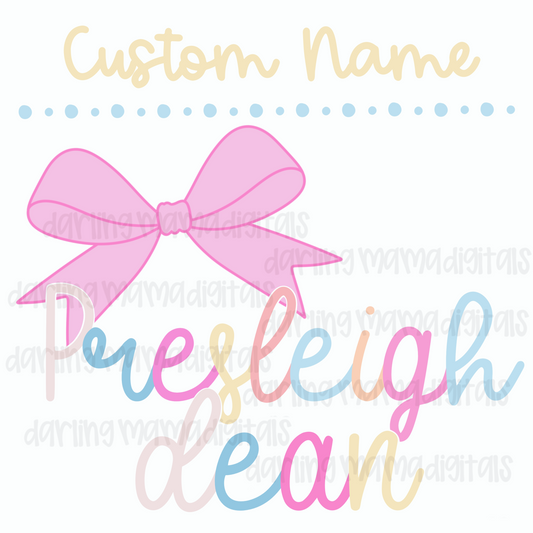 Custom Pastel Bow Name