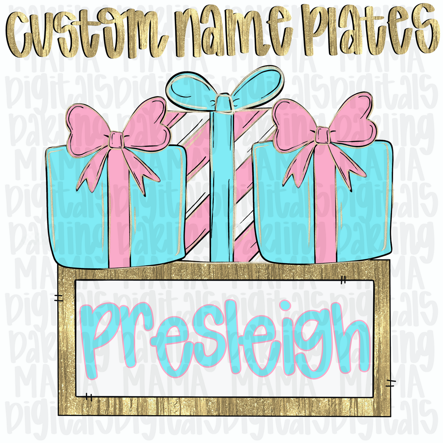 Custom blue and pink presents
