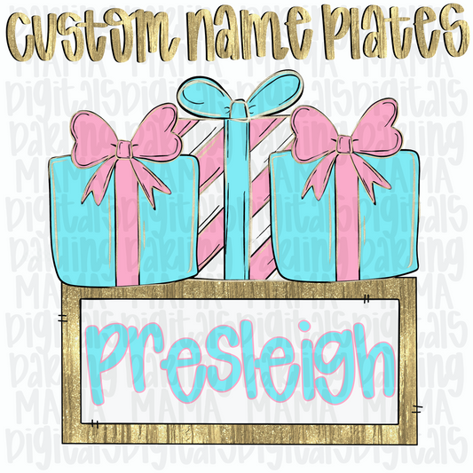 Custom blue and pink presents