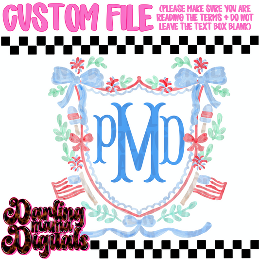 Custom grand millennial USA crest monogram