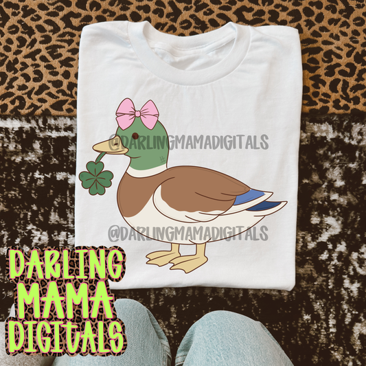 Mallard with bow 4 leaf clover