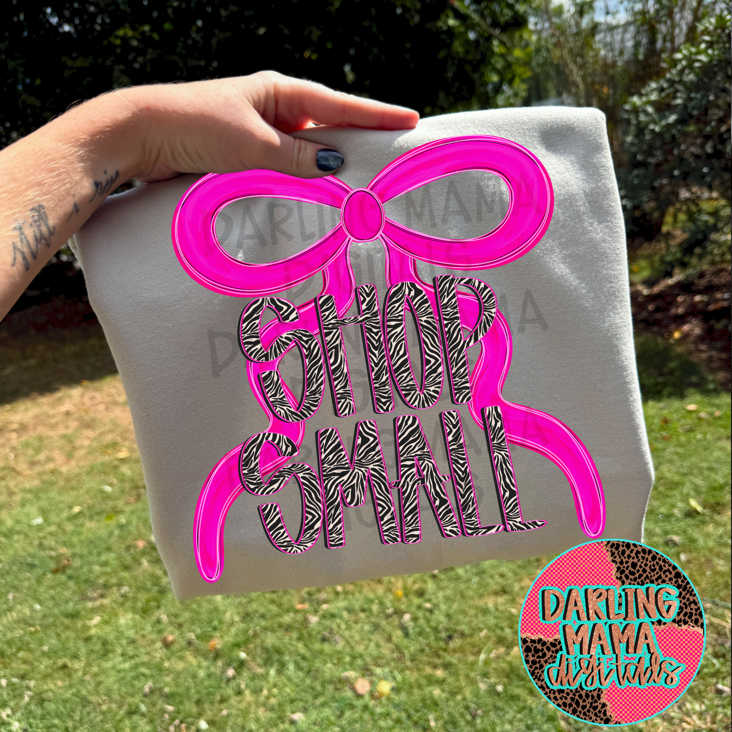 Hand lettered shop small pink bow