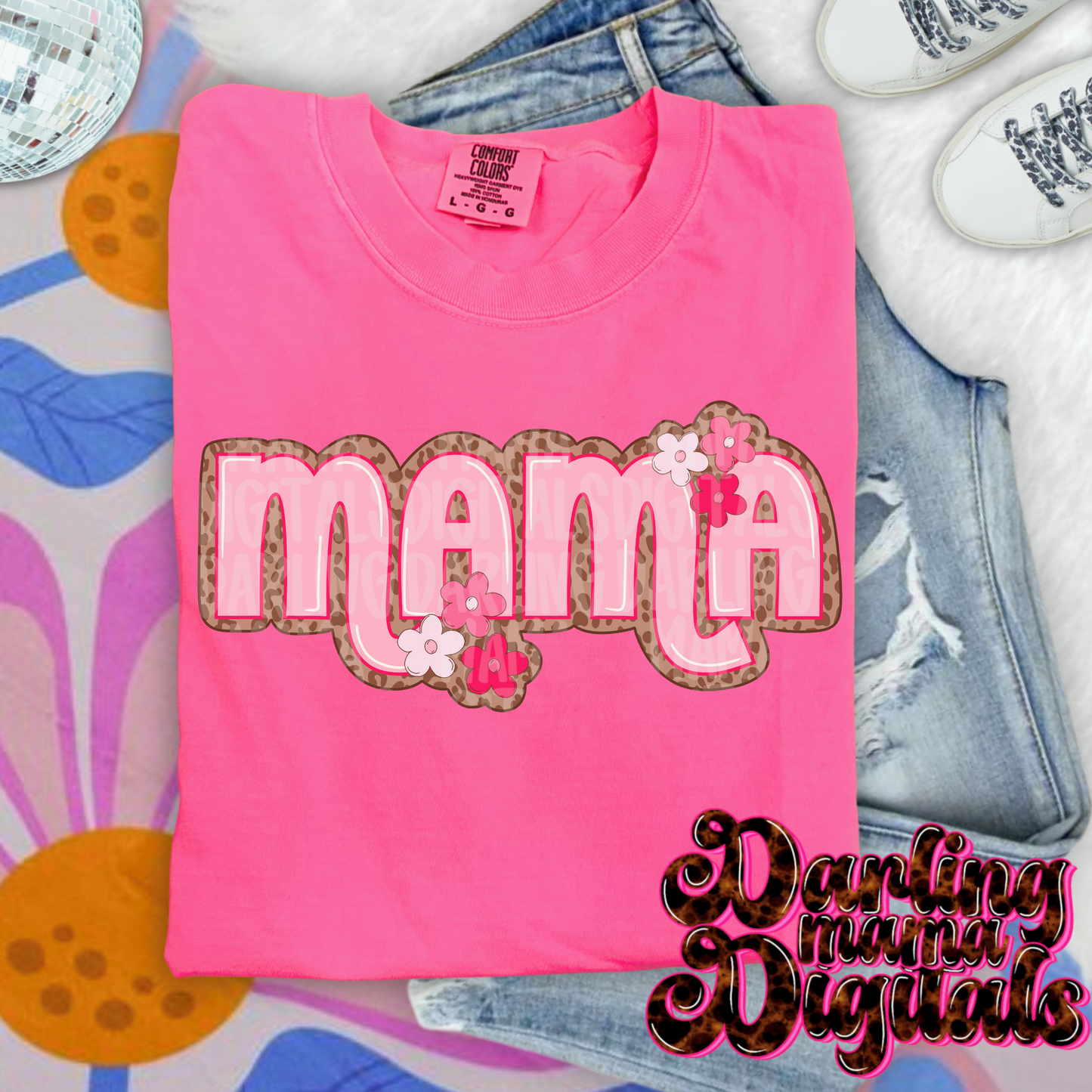 Retro cheetah flower mama