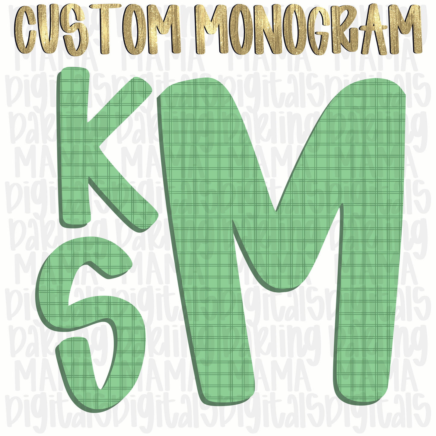 Custom boy green gingham monogram