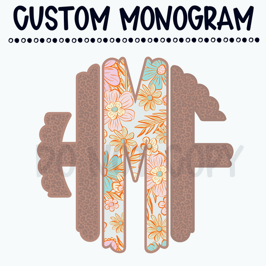 Boho Flower Cheetah Monogram