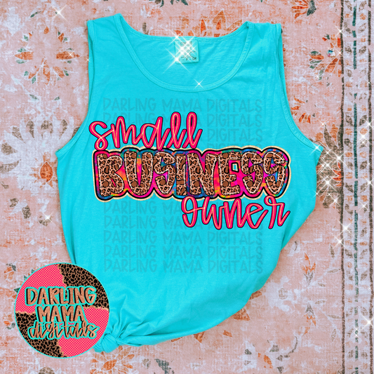 Neon tie dye cheetah small business owner