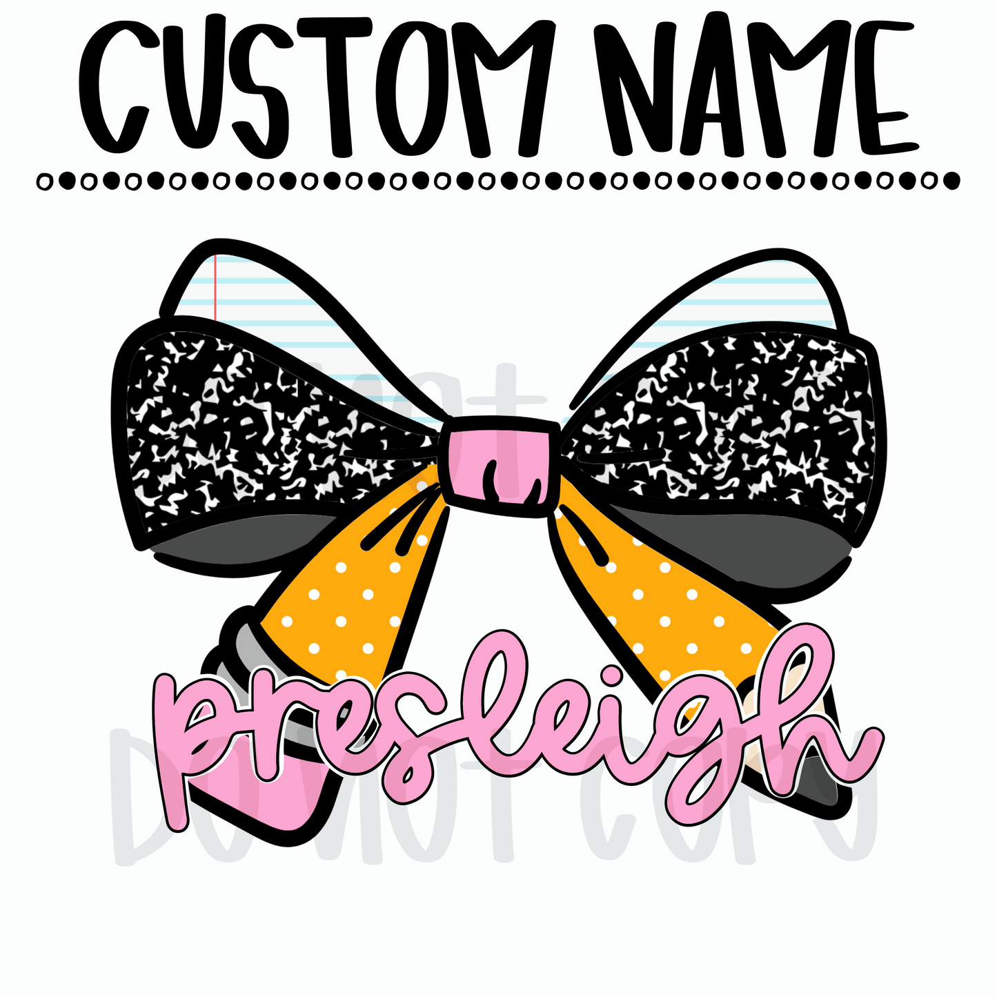 Pencil Bow Custom Name