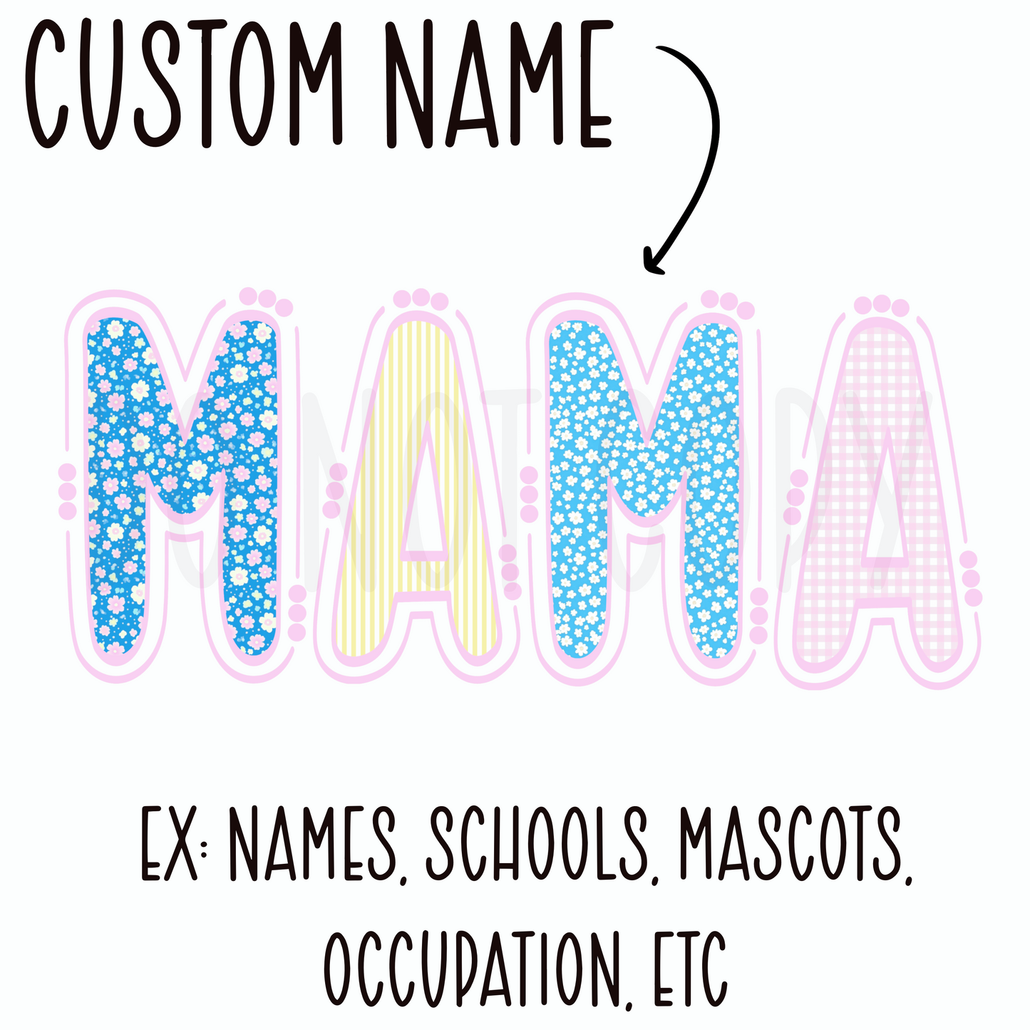 Custom Ditsy Floral Stripe Name