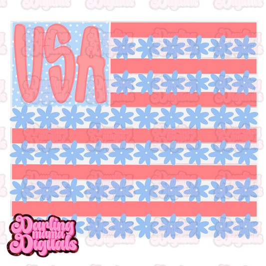 Floral USA flag