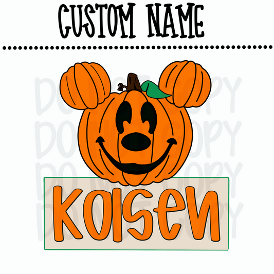 Orange Mickey Pumpkin Custom Name