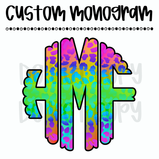 Custom Neon Cheetah Monogram