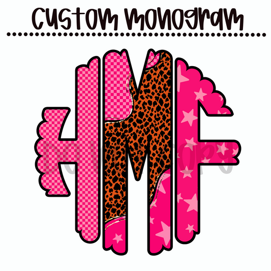 Checkered Leopard Star Custom Monogram