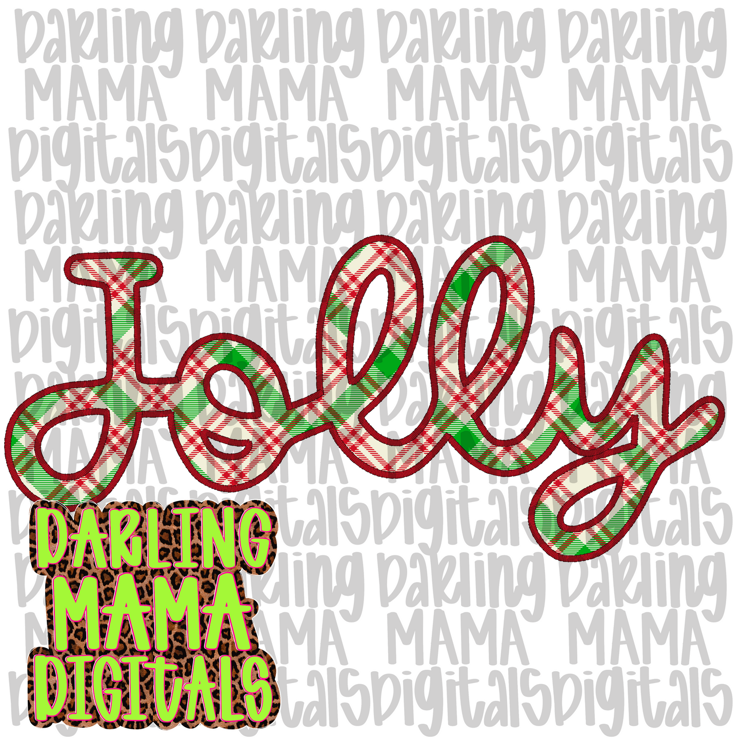 Christmas Plaid faux embroidery jolly