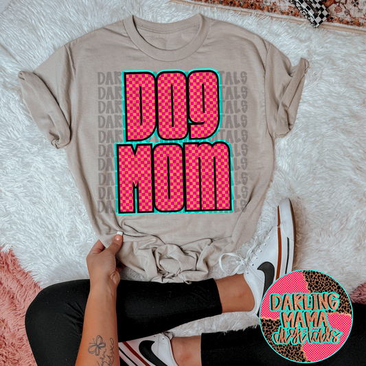 Neon Checkered Dog Mom