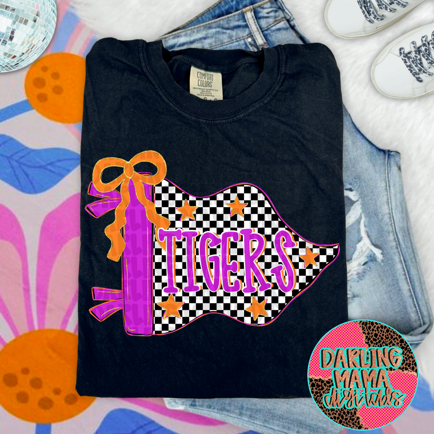 Flag with bow Purple and orange tigers