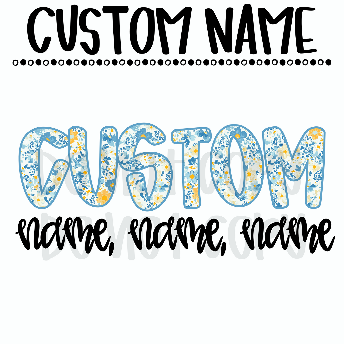 Blue floral Custom name
