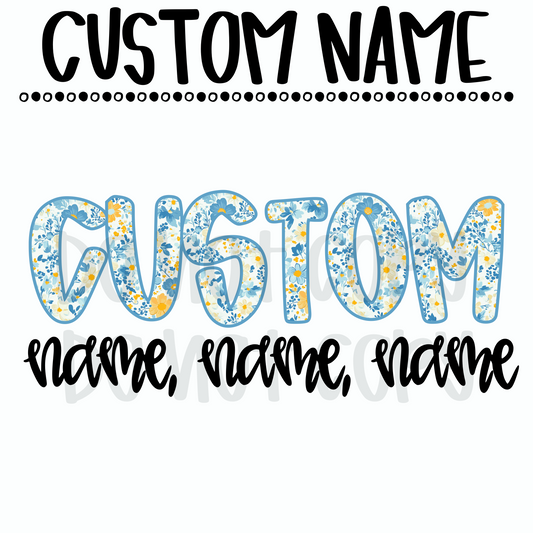 Blue floral Custom name