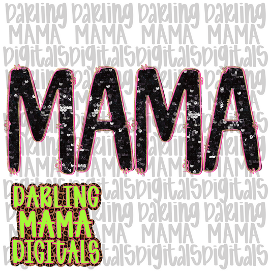 Black faux sequin mama