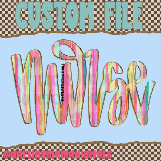 Custom streaky paint glitter text