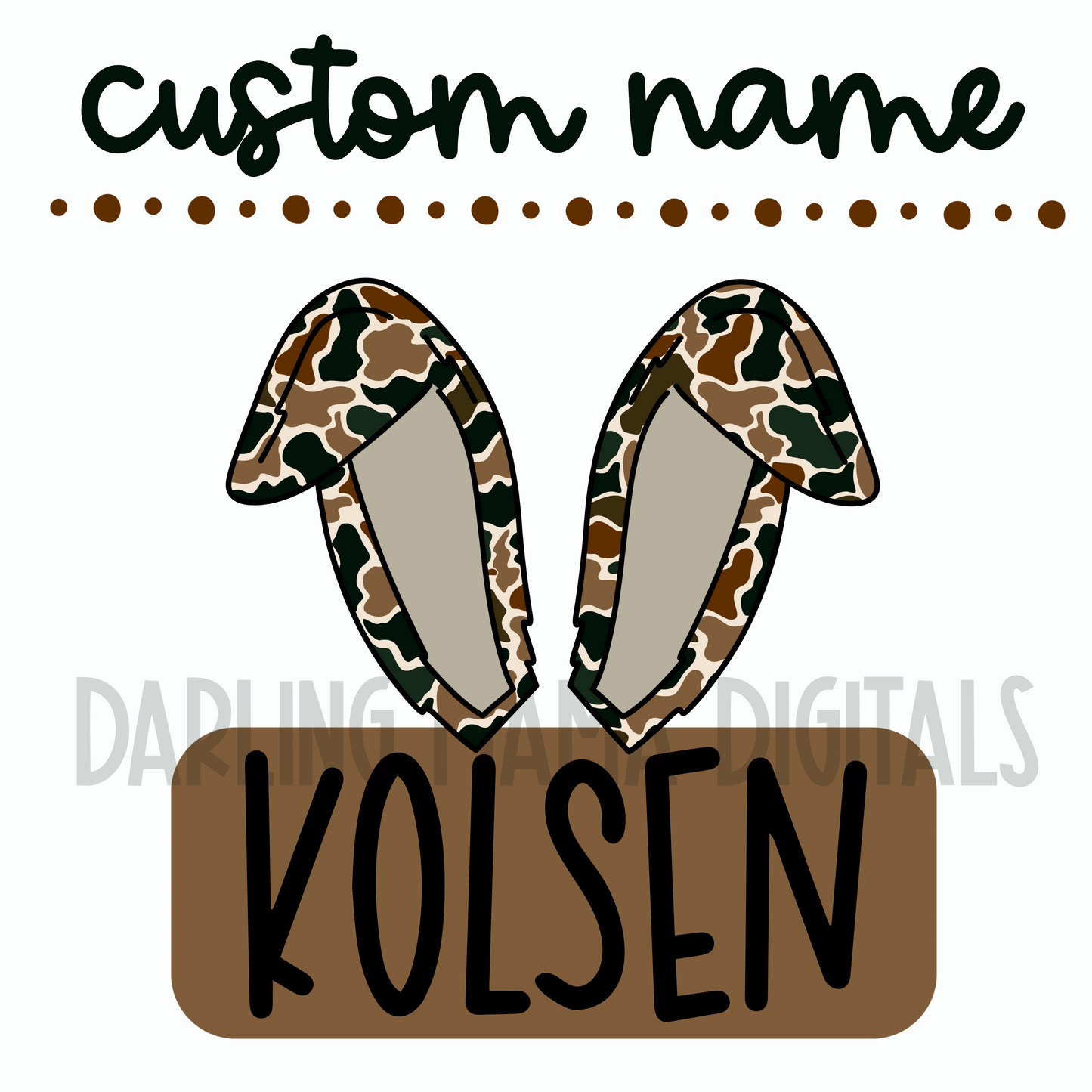 Custom Camo Bunny Ears Name