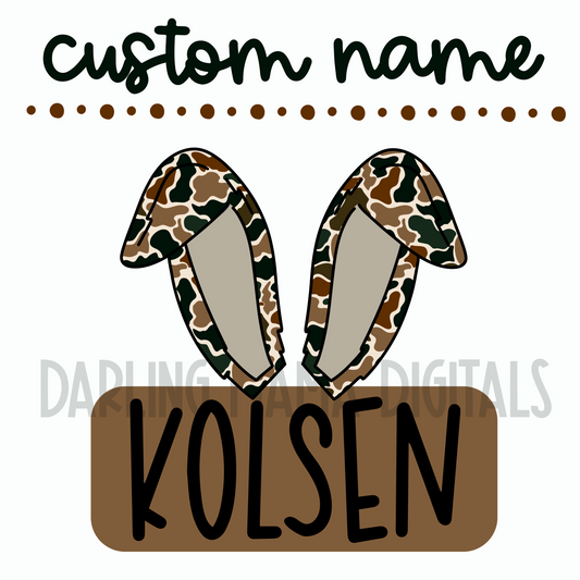 Custom Camo Bunny Ears Name