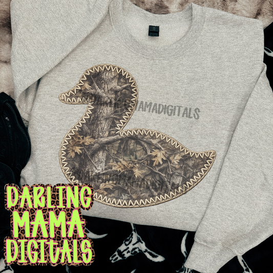 Faux Embroidered camo duck