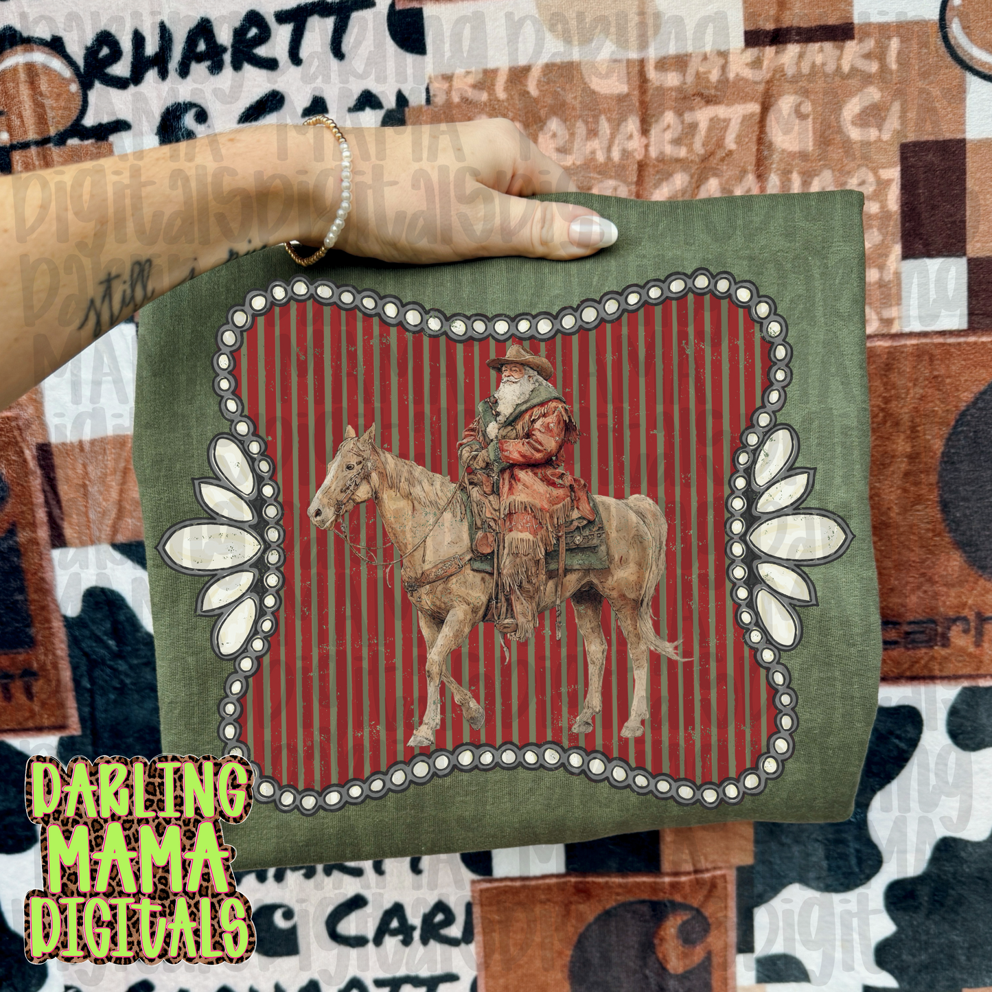 Western Santa on a horse