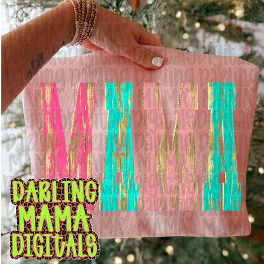 Pink and blue Gold foil mama