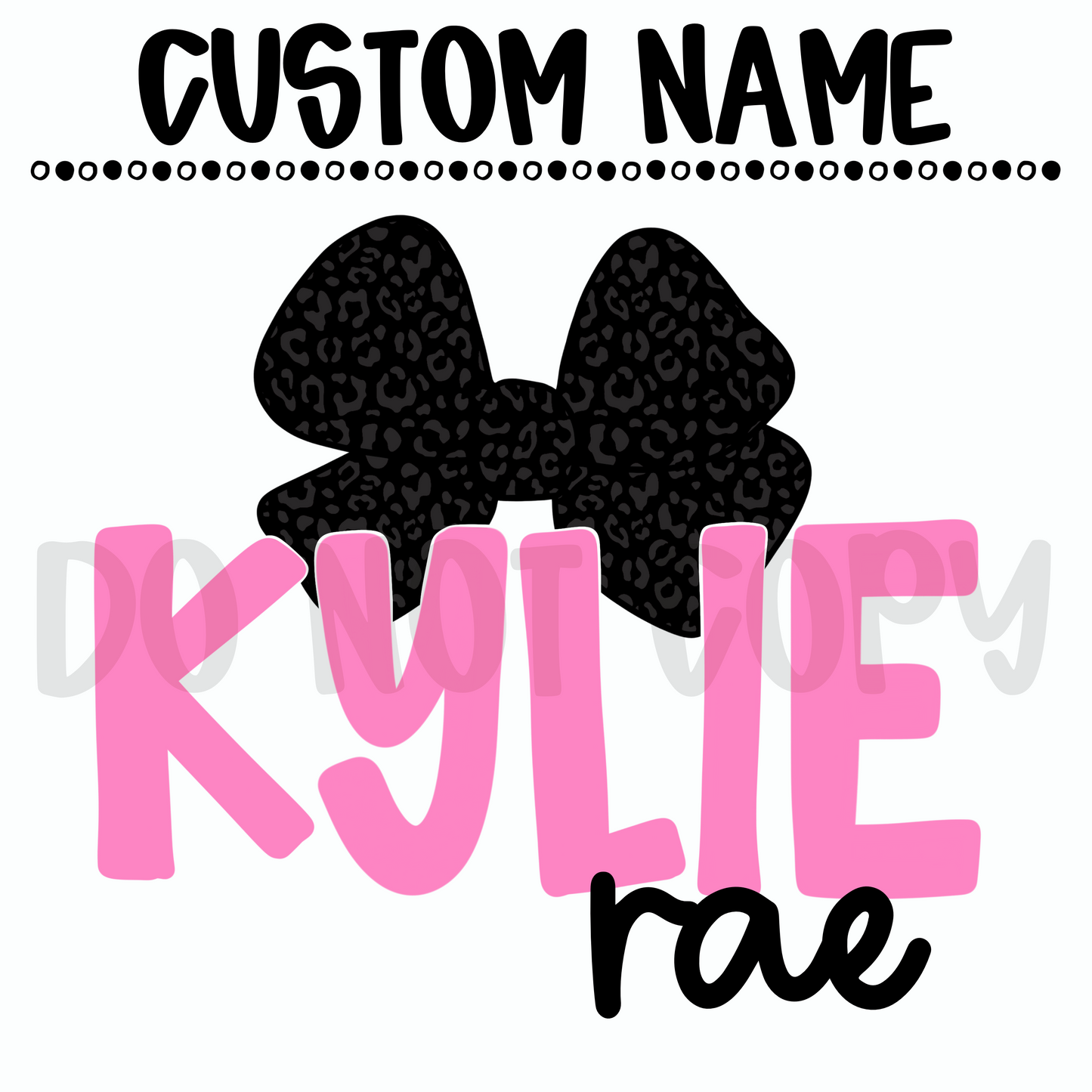 Custom Black Cheetah Bow Name